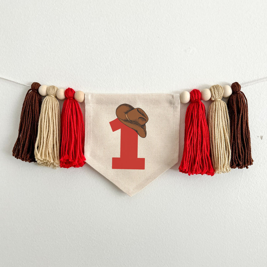 Western 1st Birthday Party Decorations | Cowboy First Birthday | My First Rodeo Highchair Banner in Red