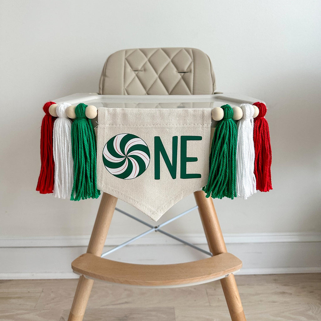 Christmas Candy 1st Birthday Party Decorations, Peppermint Candy High Chair Banner, Oh What Fun First Birthday Sign