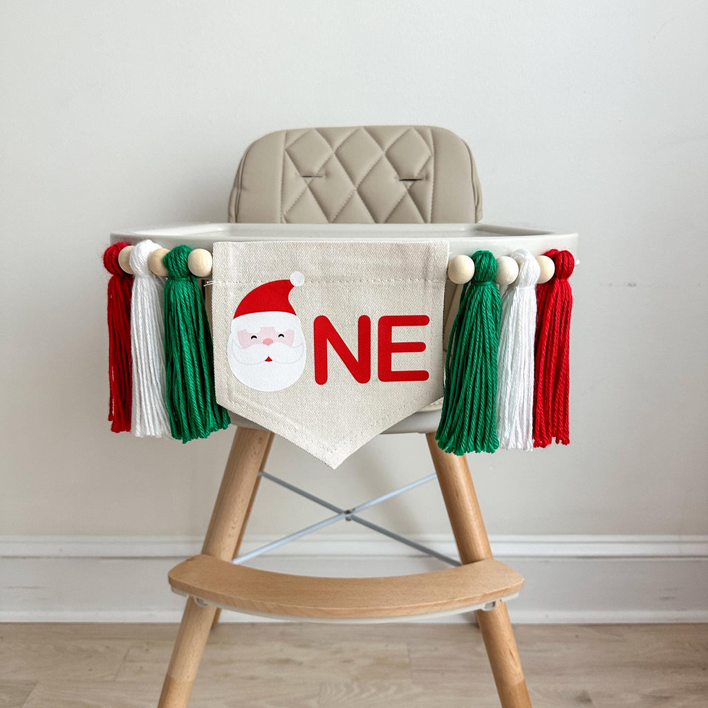 Santa 1st Birthday Party Decorations, Oh What Fun Christmas High Chair Banner, One Holiday First Birthday Party Sign