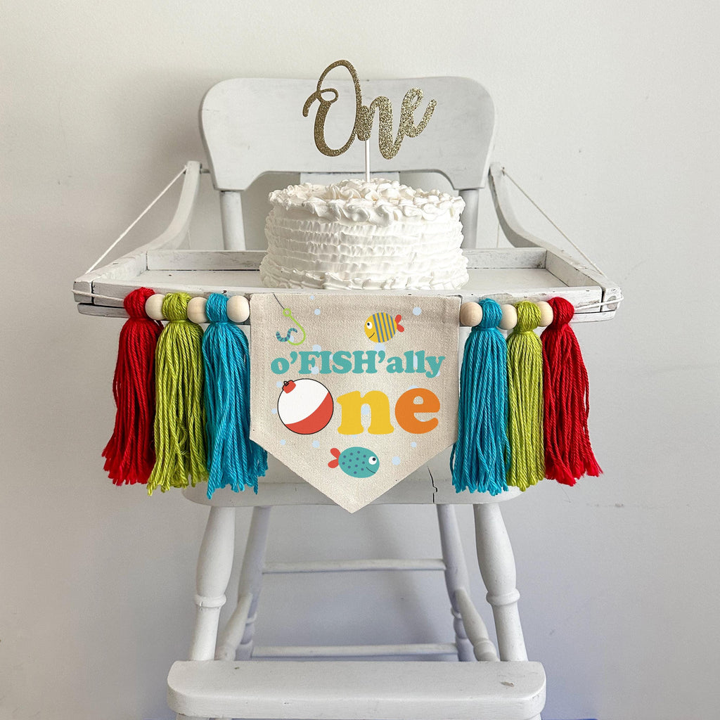 Fishing 1st Birthday Party Decorations, OFishally One High Chair Banner, The Big One First Birthday Tassel Banner