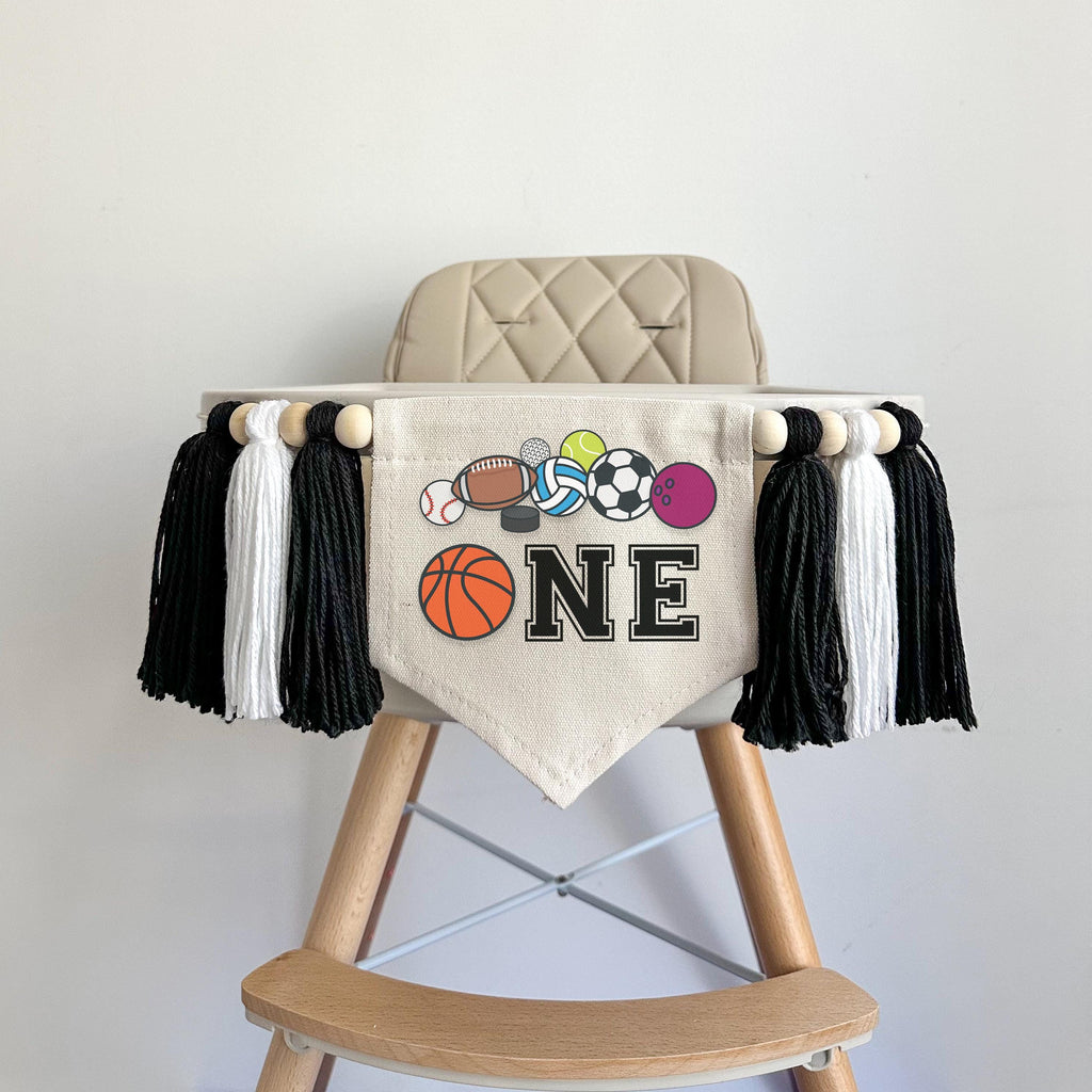 Sports 1st Birthday Tassel Banner, Basketball Highchair Decoration, Little Baller First Birthday Party Sign