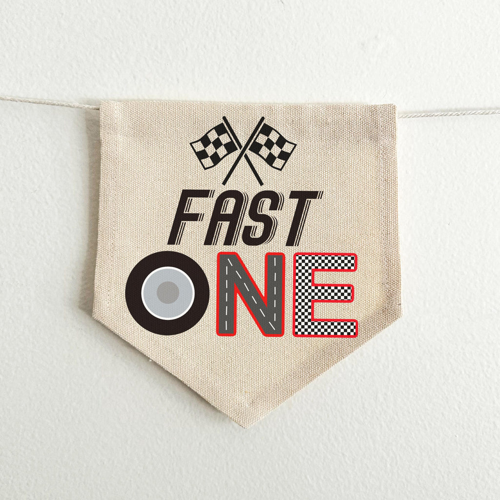 Fast One Race Car First Birthday Tassel Banner