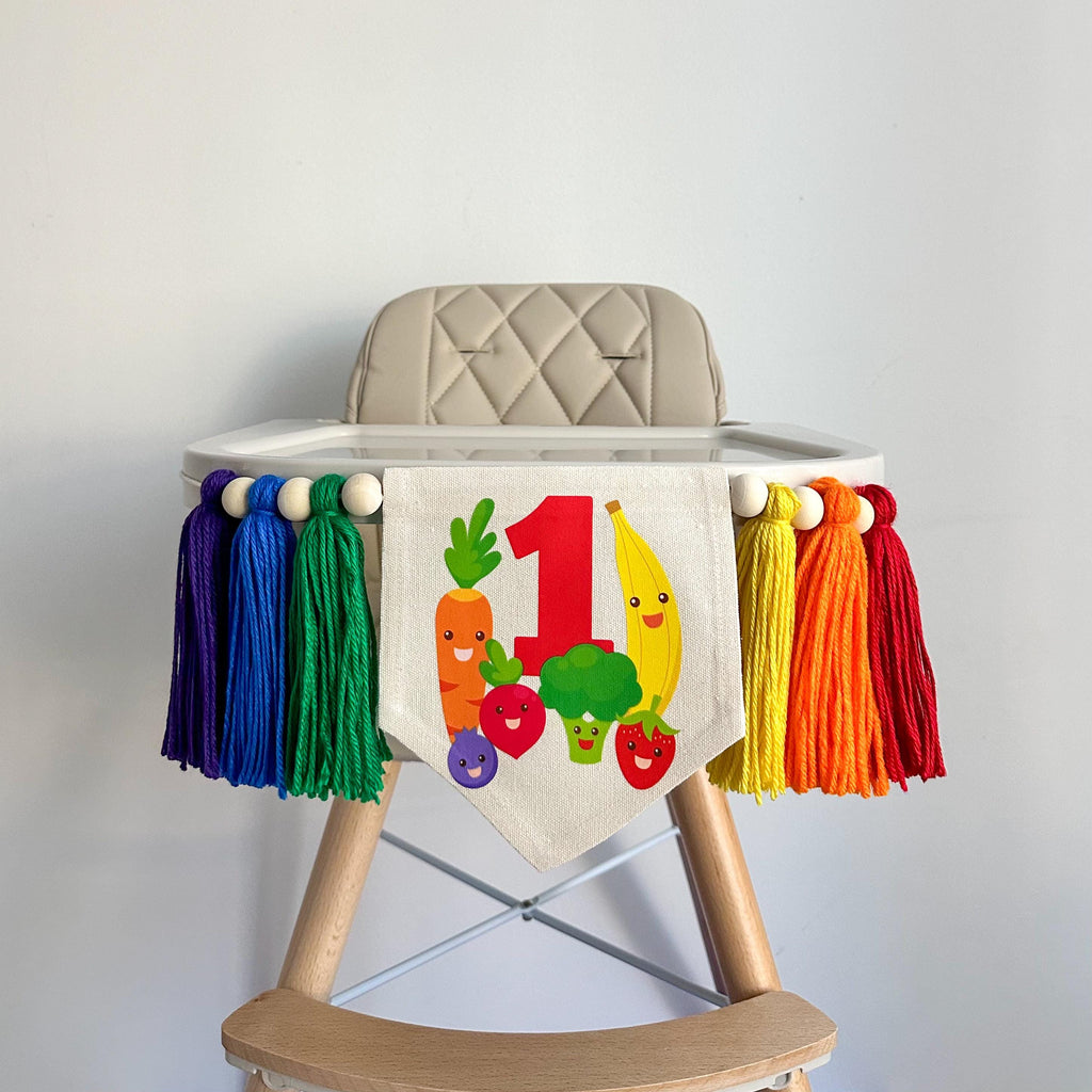 Farmers Market 1st Birthday Banner | Farm Fresh High Chair Tassel Banner