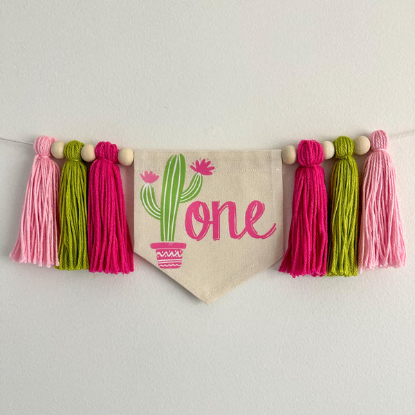 Cactus 1st Birthday Banner, Fiesta Birthday Party Decorations, Succulent First Birthday High Chair Banner