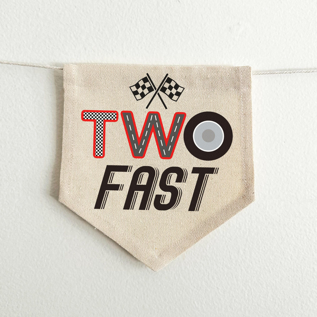 Two Fast 2nd Birthday Tassel Banner, Race Car Highchair Decoration, Racing Second Birthday Party Sign