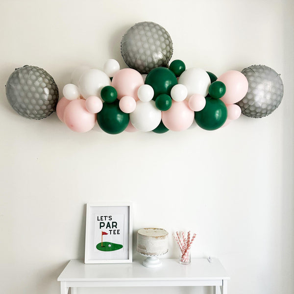 Golf Party Decorations | Par-Tee Time | Green and Pink Balloon Garland | Golfers Party Decor | Golf Tournament Decor
