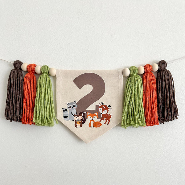 Woodland 2nd Birthday Decorations | Two Wild High Chair Banner