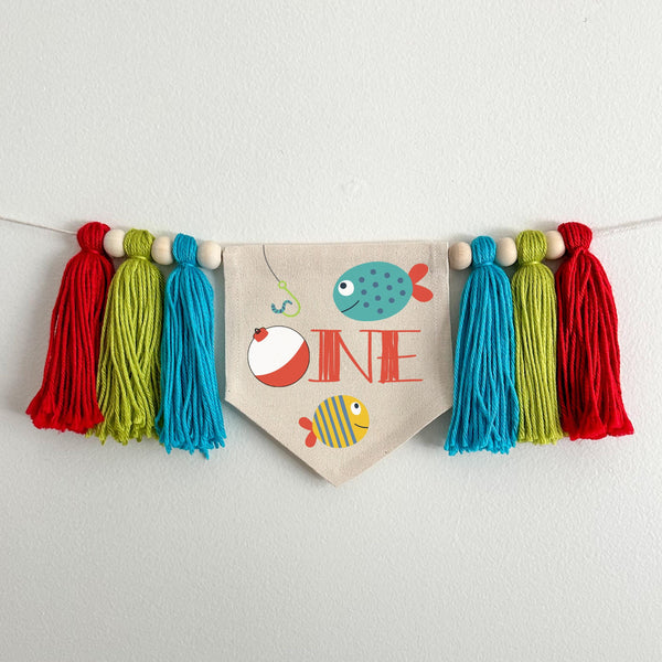 Fishing 1st Birthday Party Decorations | OFishally One First Birthday High Chair Banner