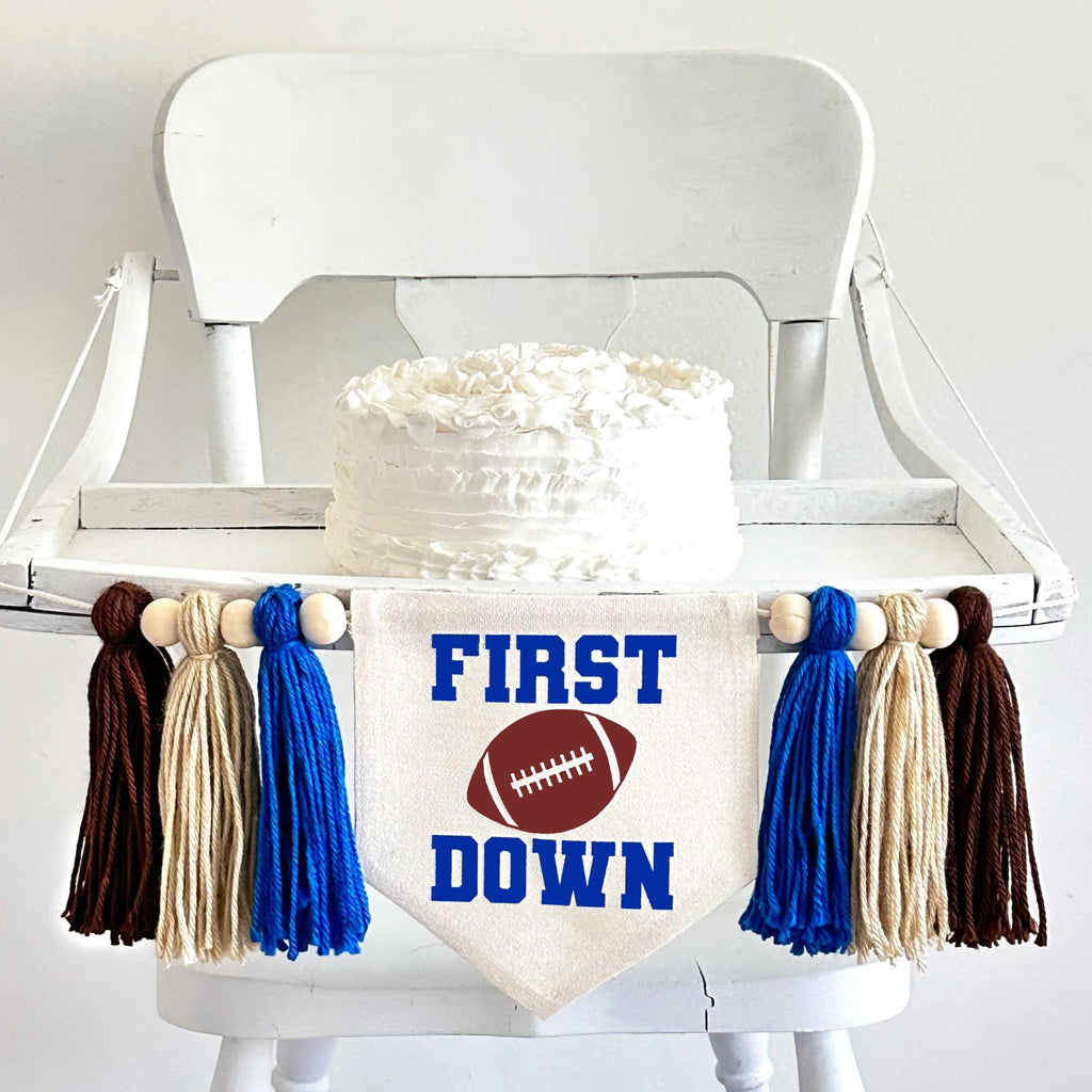 First Down Football First Birthday Tassel Banner
