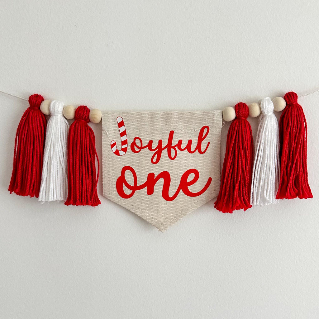 Candy Cane 1st Birthday Party Decorations, Christmas Candy High Chair Banner, Joyful One First Birthday Sign