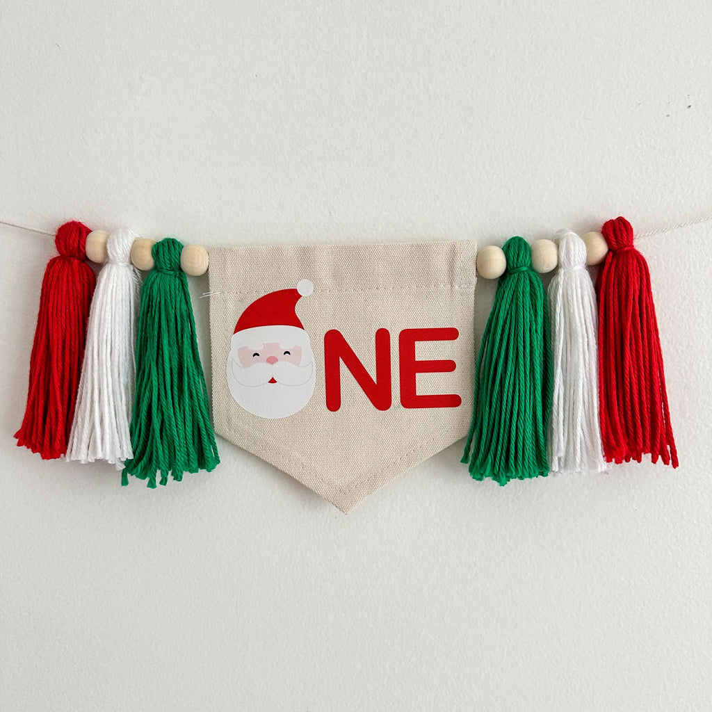 Santa 1st Birthday Party Decorations, Oh What Fun Christmas High Chair Banner, One Holiday First Birthday Party Sign