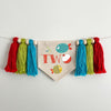 Fishing 2nd Birthday Party Decorations, OFishally Two High Char Banner, Tropical Fish Second Birthday Tassel Banner