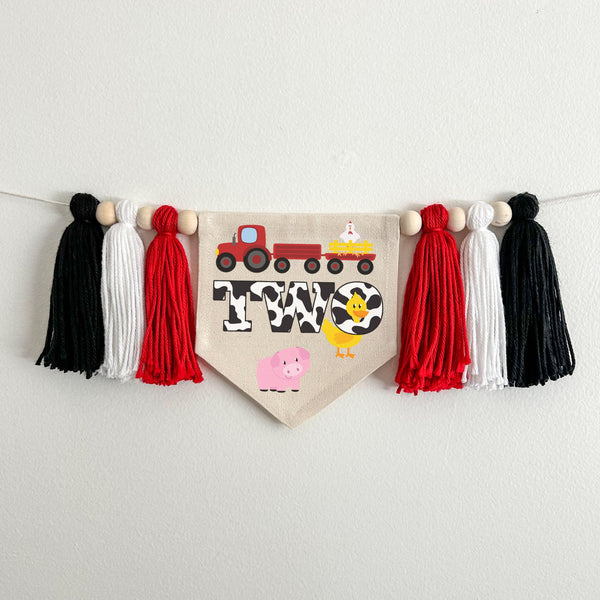 Tractor 2nd Birthday Party Decorations | Farm High Chair Banner