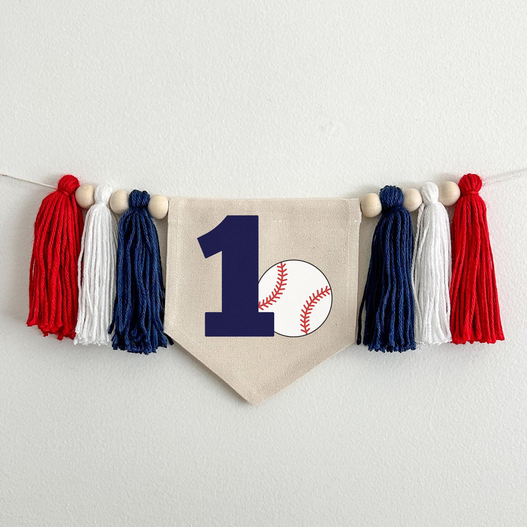 Baseball 1st Birthday Tassel Banner