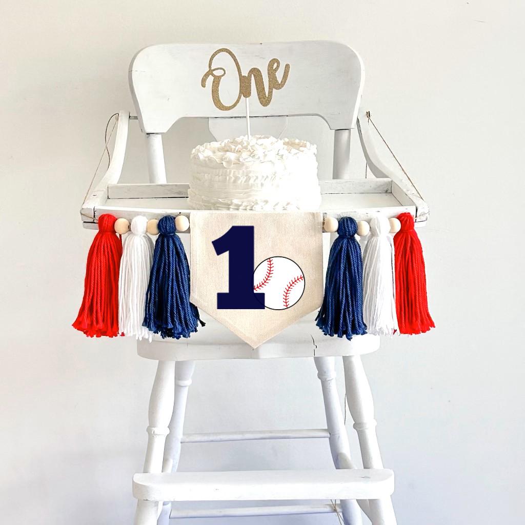 Baseball 1st Birthday Tassel Banner
