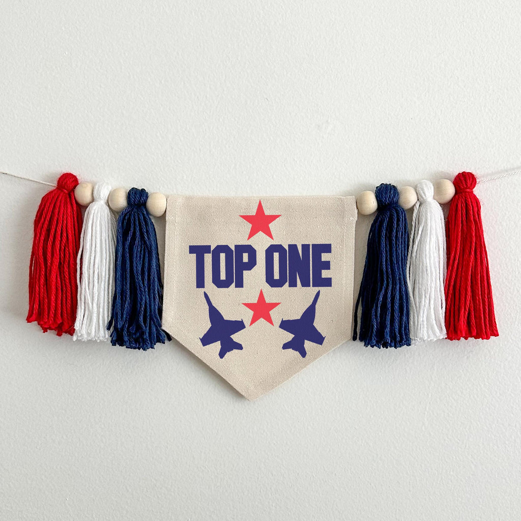 Top One Airplane First Birthday Tassel Banner