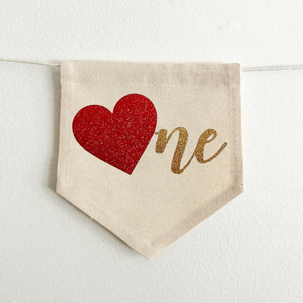 Valentine's Day First Birthday Tassel Banner