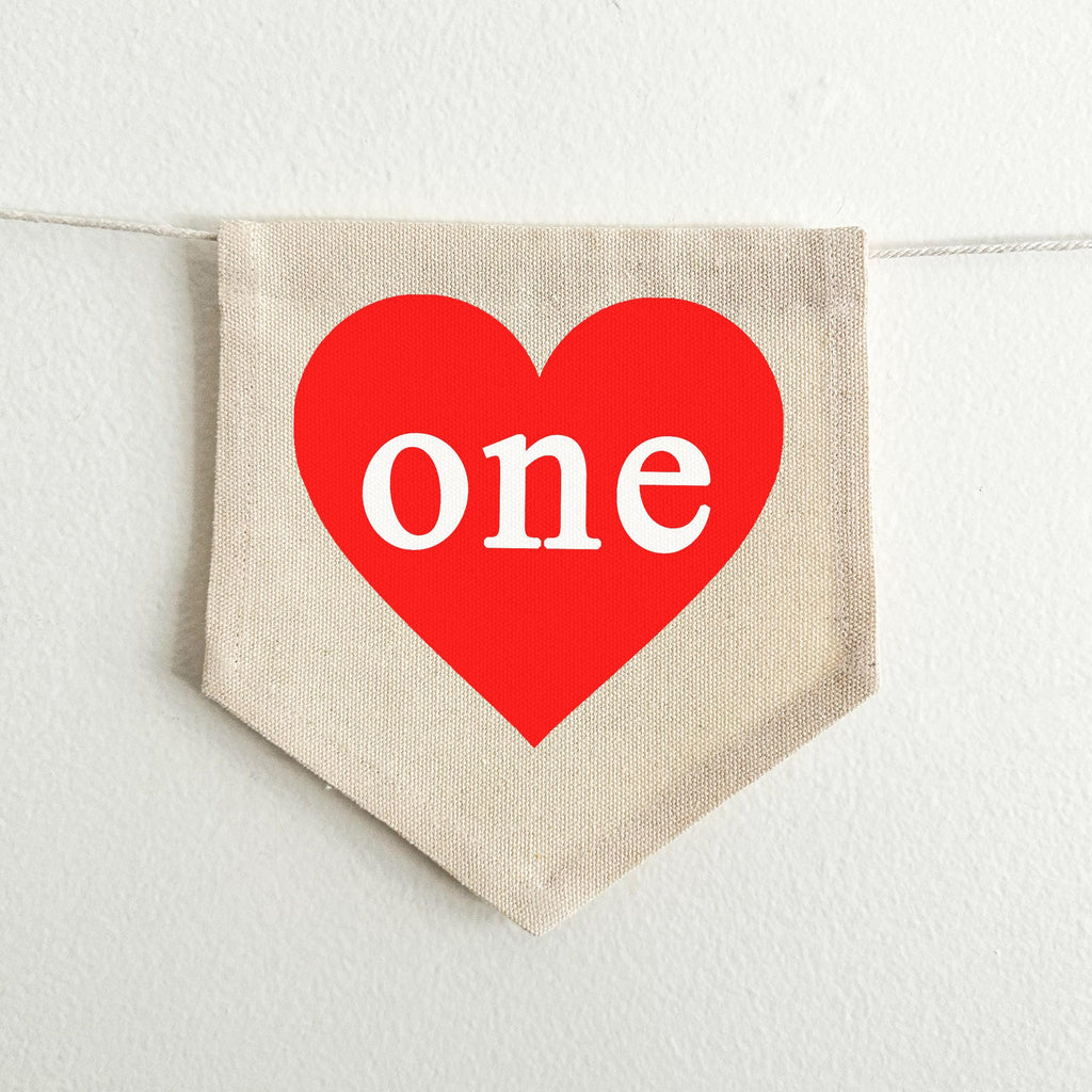 Valentine's Day First Birthday Tassel Banner