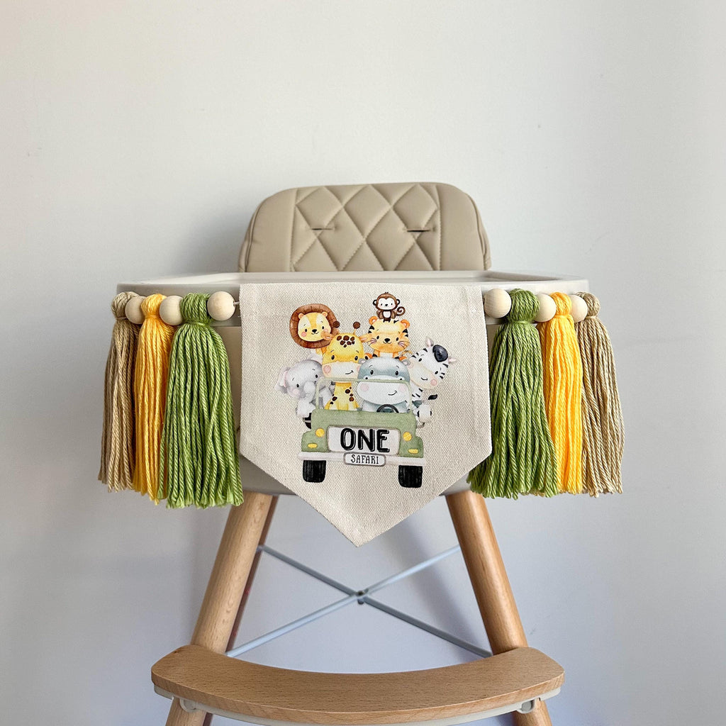 Wild One 1st Birthday Decorations, Wild Animals High Chair Banner, Safari First Birthday Sign, Jungle Décor, Zoo Theme Highchair Banner