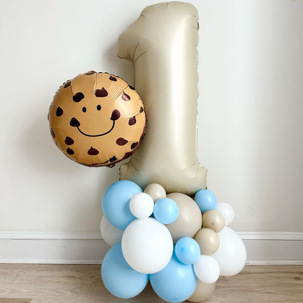 Cookie First Birthday Balloons, One Sweet Cookie Balloon Tower, Cute Cookie 1st Birthday Balloons, Blue Cookie Party Birthday Balloons
