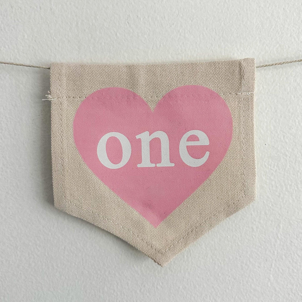 Valentine Pink First Birthday Tassel Banner