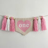 Valentine Pink First Birthday Tassel Banner