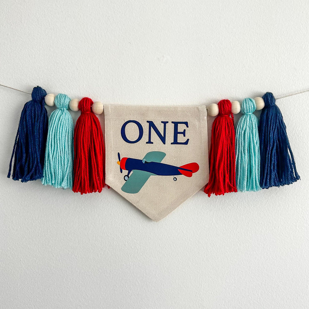 Airplane 1st Birthday Party Decorations | Aviation First Birthday High Chair Tassel Banner