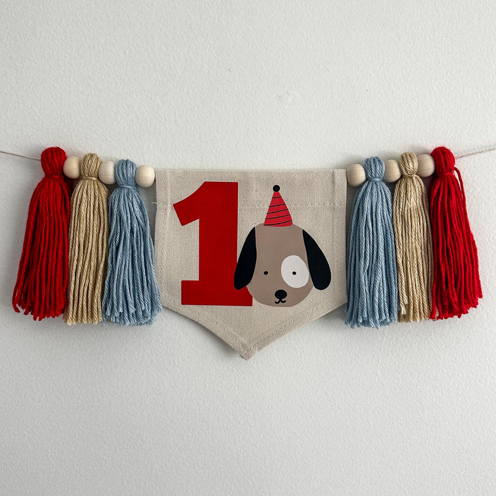 Dog 1st Birthday Party Decorations | Puppy First Birthday High Chair Tassel Banner