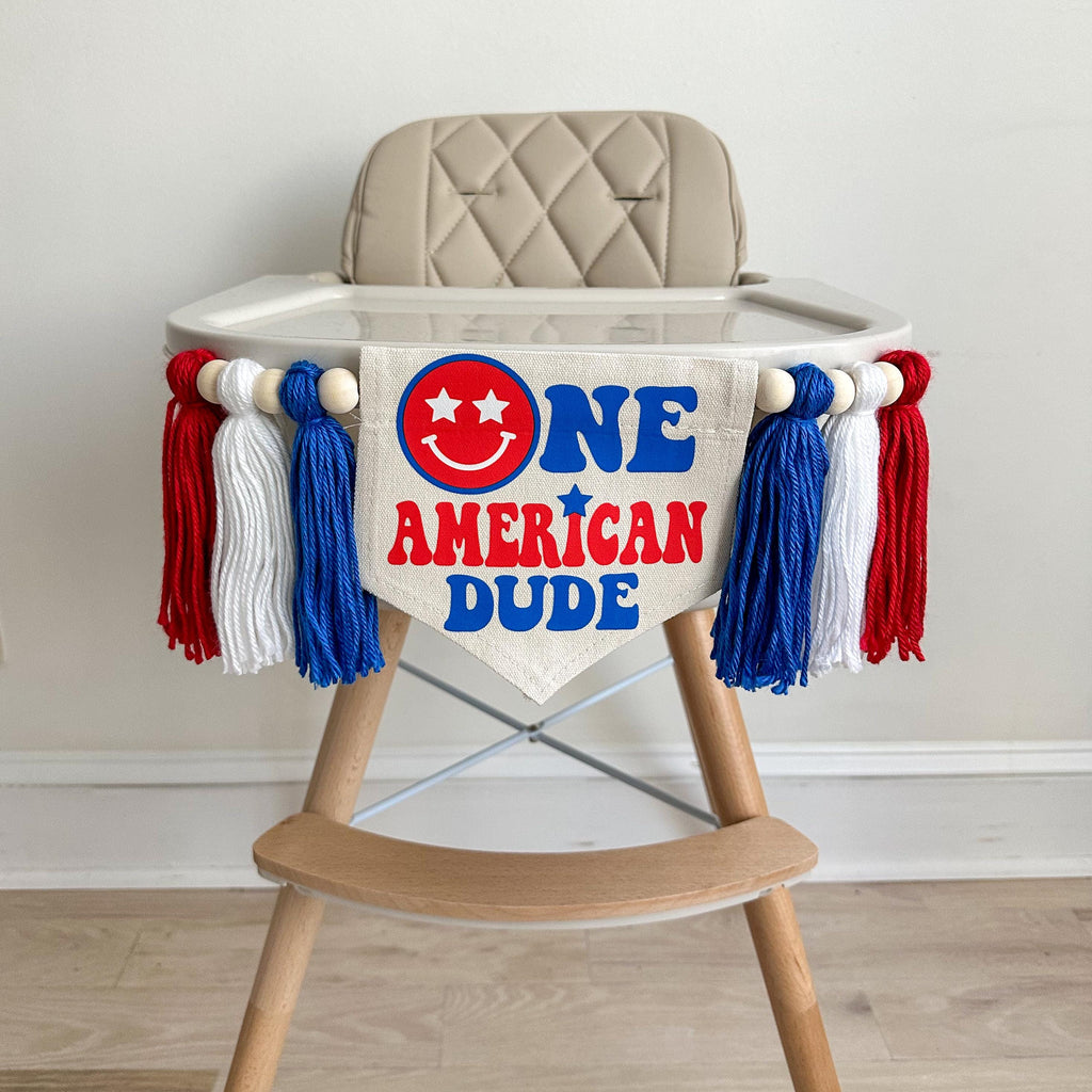 One American Dude 1st Birthday Tassel Banner