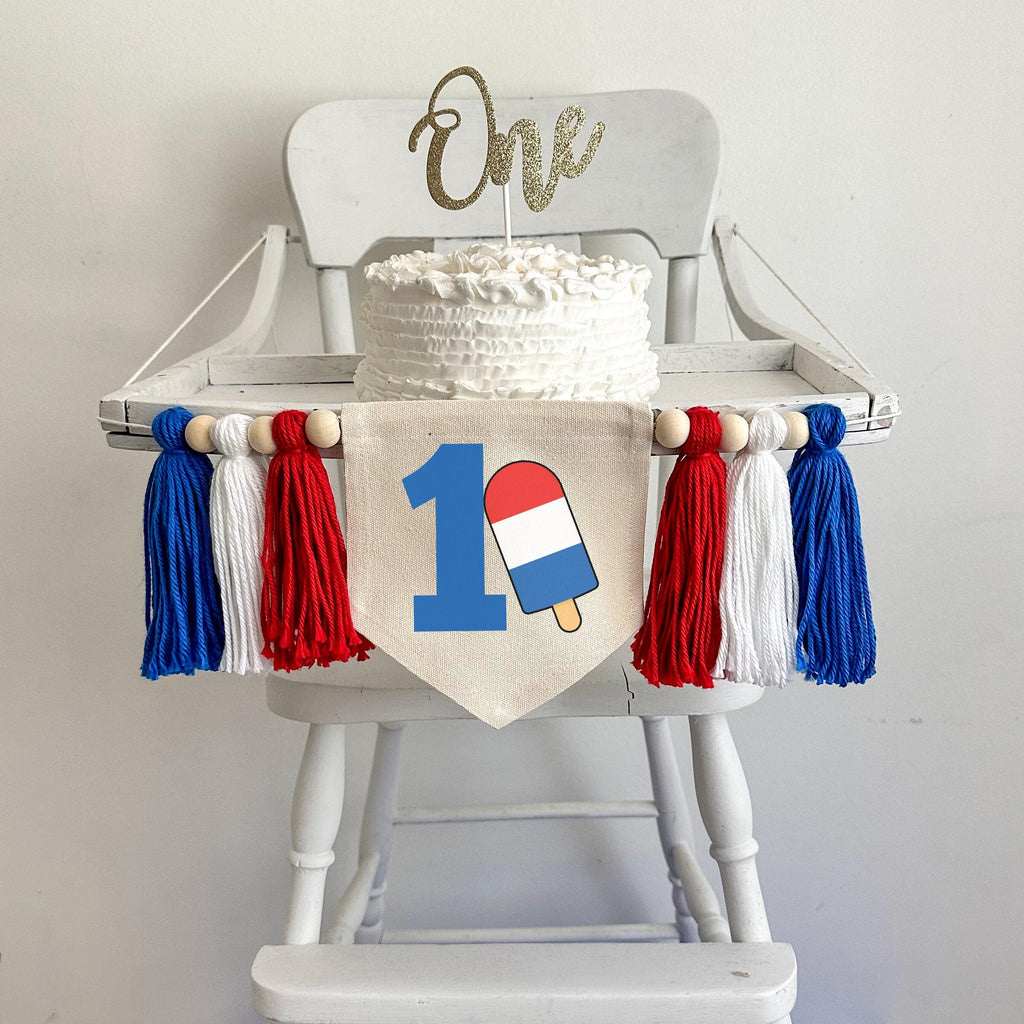 Bomb Pop 1st Birthday Party Decorations, Patriotic High Chair Banner, Firecracker Party Sign