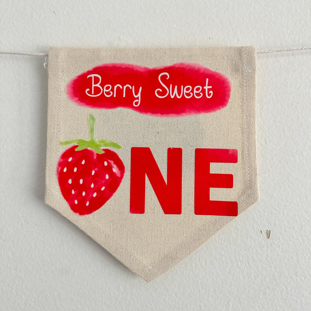 Strawberry 1st Birthday Party Decorations, Berry Sweet One First Birthday High Chair Banner, Summer Photo Prop Sign