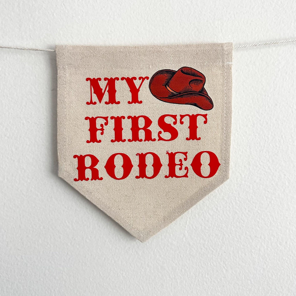 Western 1st Birthday Party Decorations | My First Rodeo Highchair Tassel Banner in Red