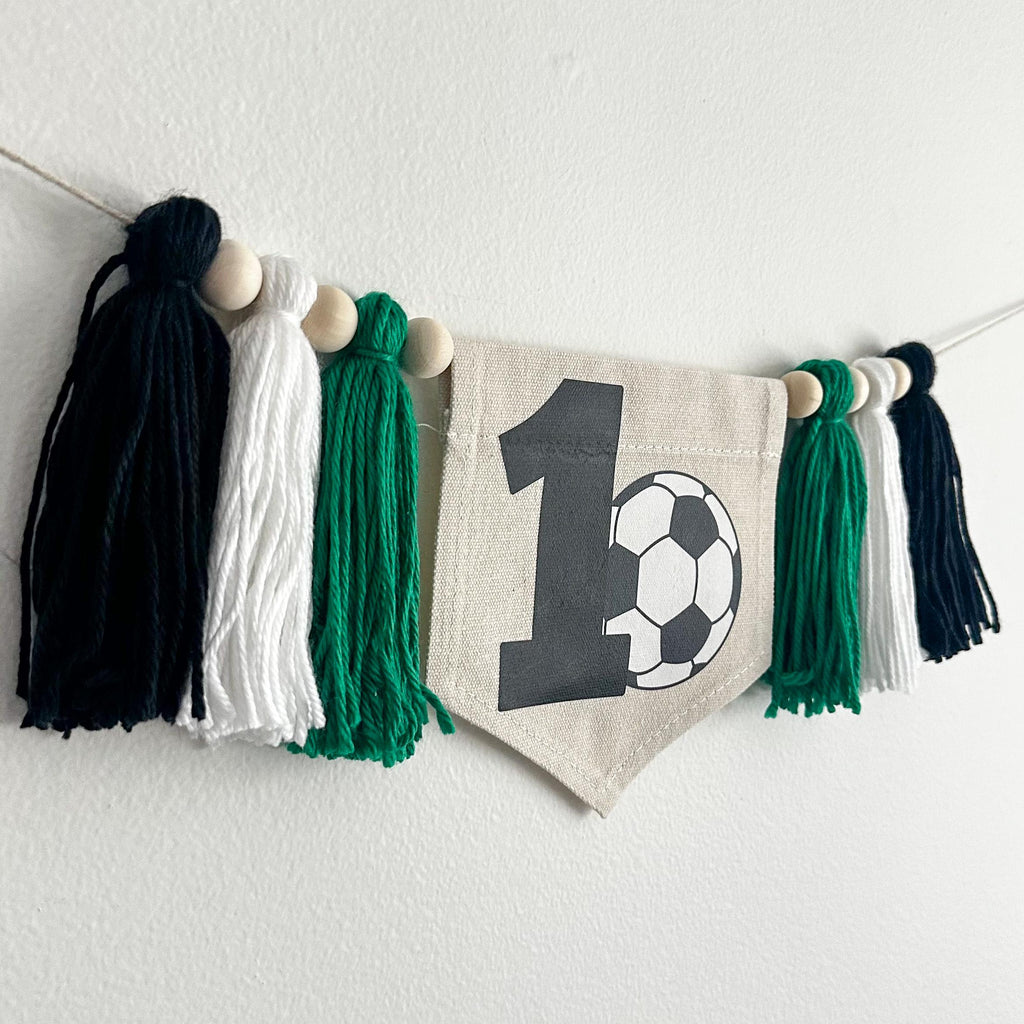 Soccer 1st Birthday Tassel Banner