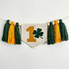 St. Patrick's Day 1st Birthday Tassel Banner, Lucky One Highchair Decoration, Shamrock First Birthday Party Sign
