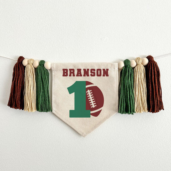 First Down 1st Birthday High Chair Banner, Football Decorations, Custom Sports First Birthday Party Tassel Banner