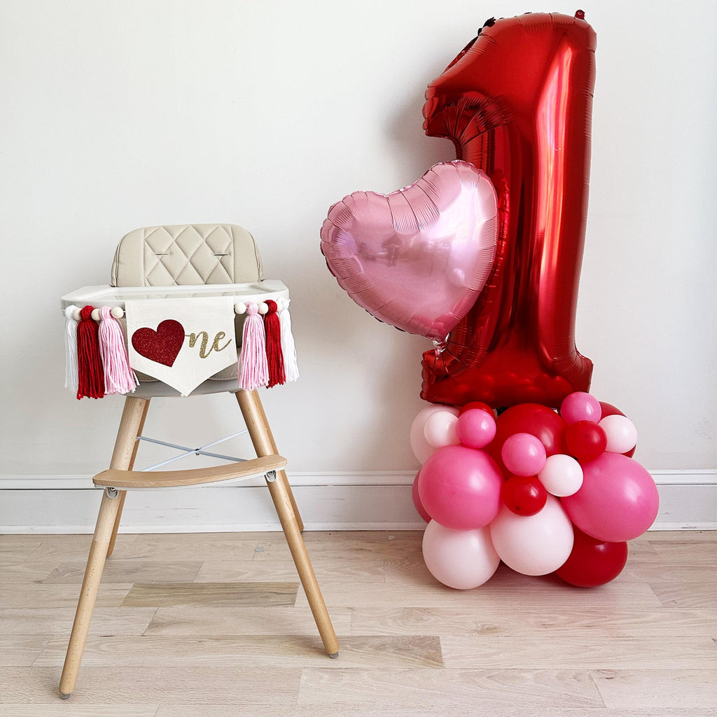 Valentine 1st Birthday Balloon Tower