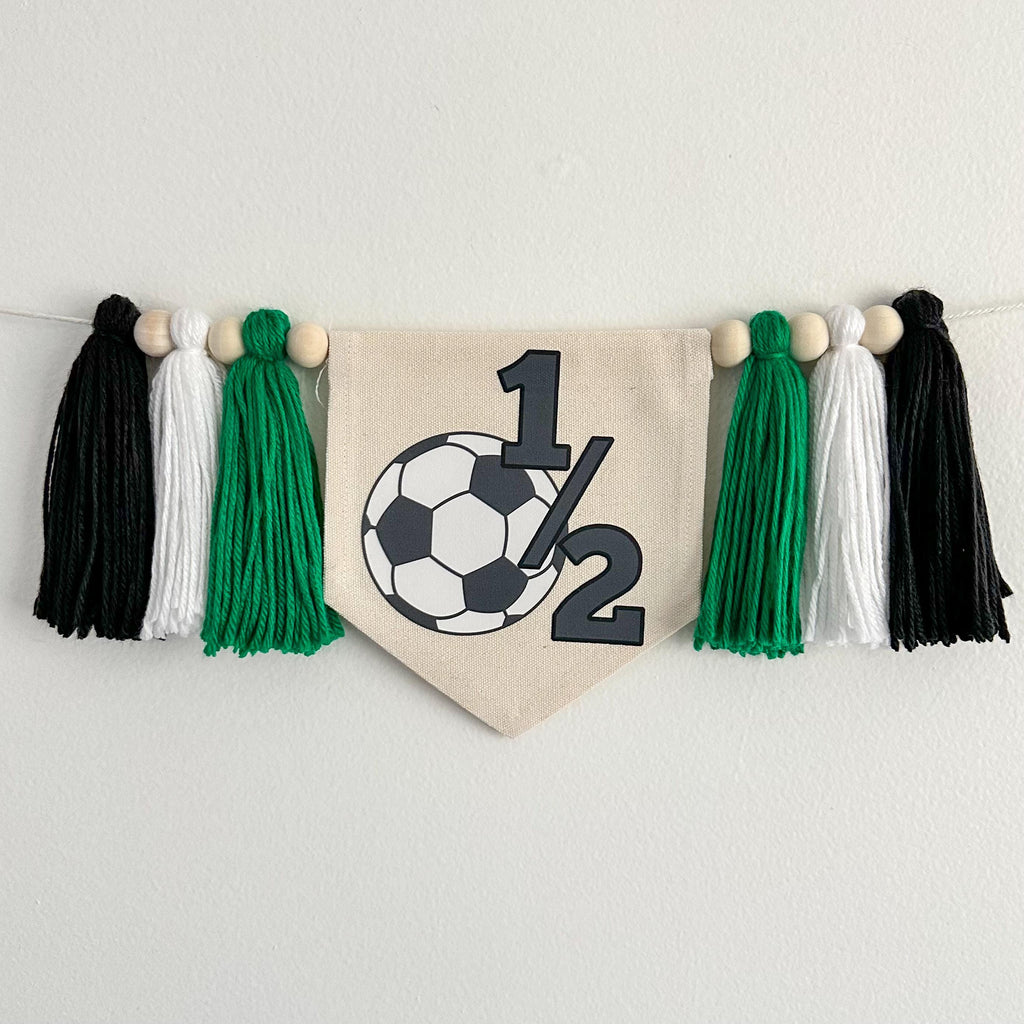 Soccer Half Birthday Tassel Banner, Six Month Soccer Highchair Party Decorations, Little Goalie Birthday Party Sign, Half Birthday Decor