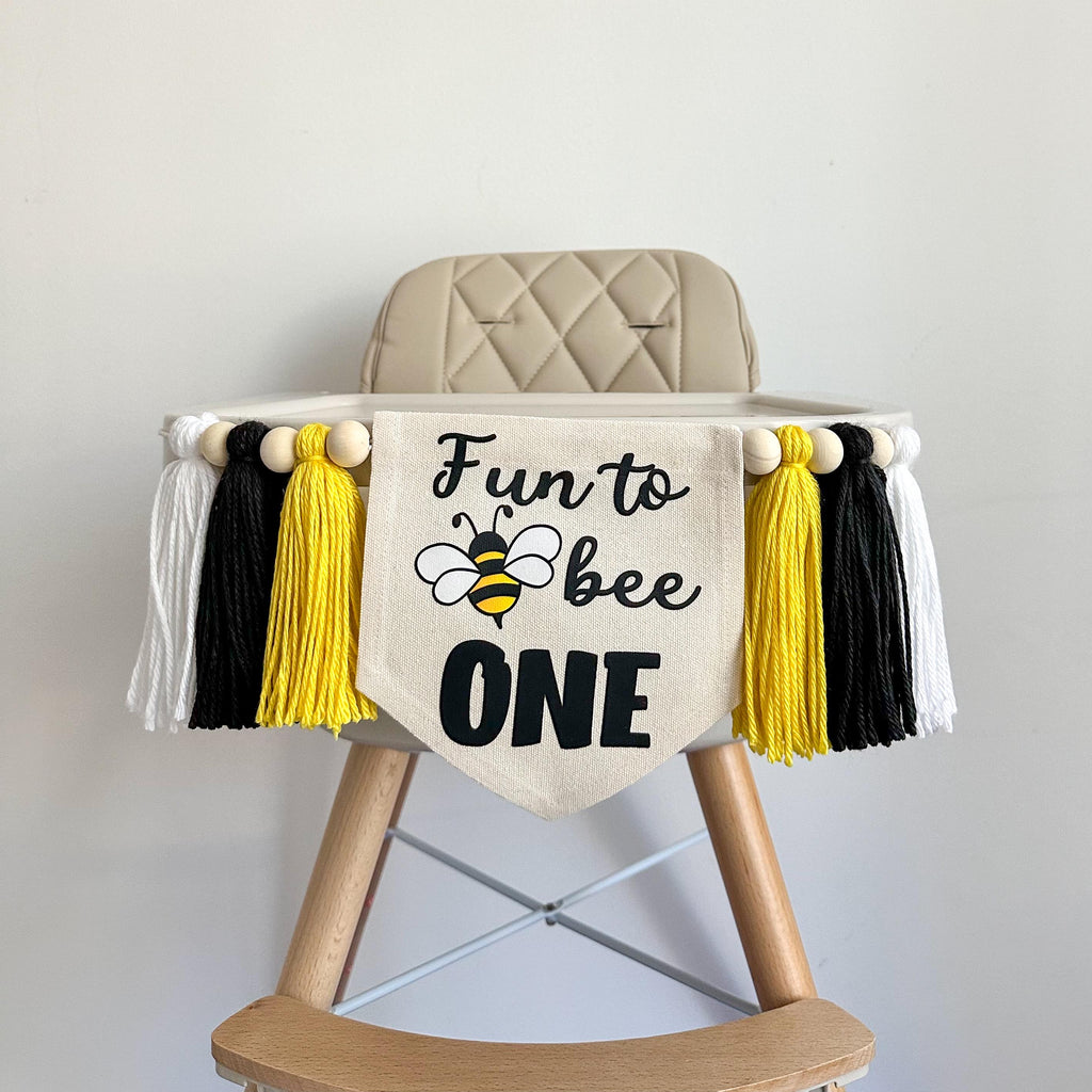 Fun to Bee One 1st Birthday Party Decorations, Bumblebee First Birthday High Chair Banner, First Bee Day Theme Décor