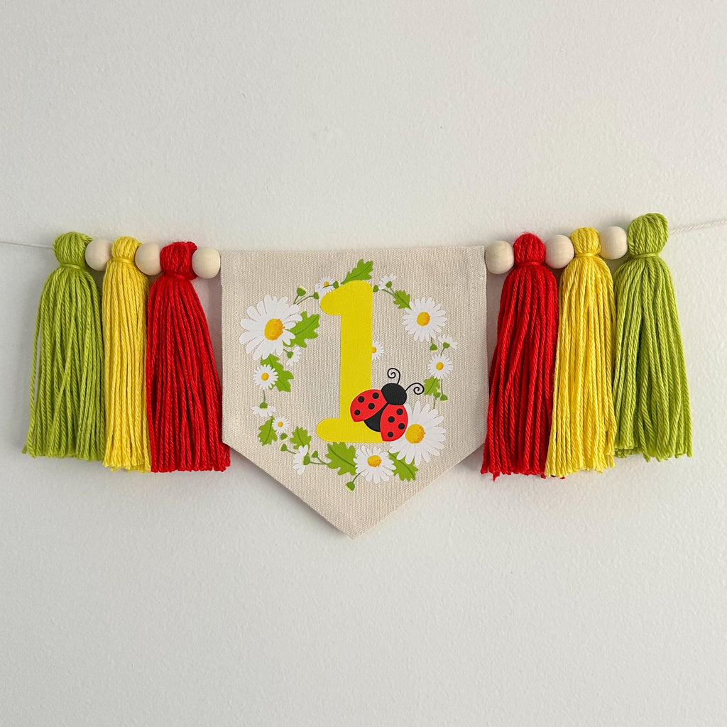 Ladybug 1st Birthday Party Decorations, Little Bug First Birthday High Chair Banner, Daisy First Birthday Theme Décor