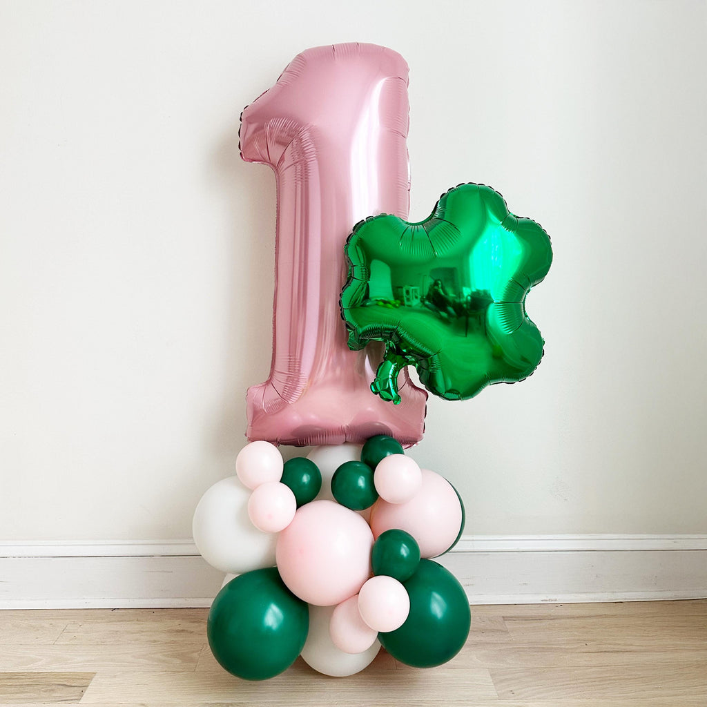 St. Patrick's Day 1st Birthday Balloon Tower | Green and Pink First Birthday Decoration