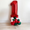 Pink Holiday First Birthday | Red Pink Green Balloon Tower | Christmas 1st Birthday