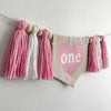 Valentine Pink First Birthday Tassel Banner