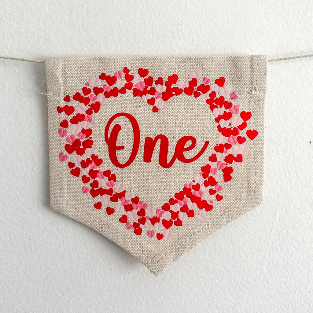 Valentine's Day First Birthday Tassel Banner