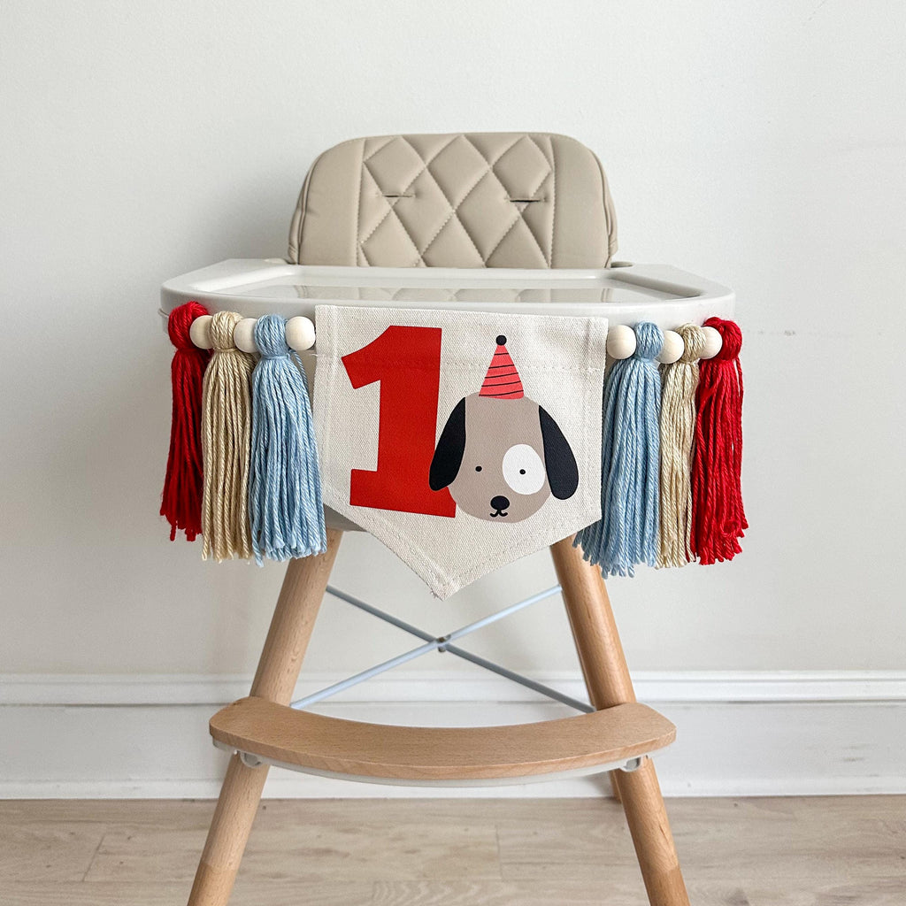 Dog 1st Birthday Party Decorations | Puppy First Birthday High Chair Tassel Banner