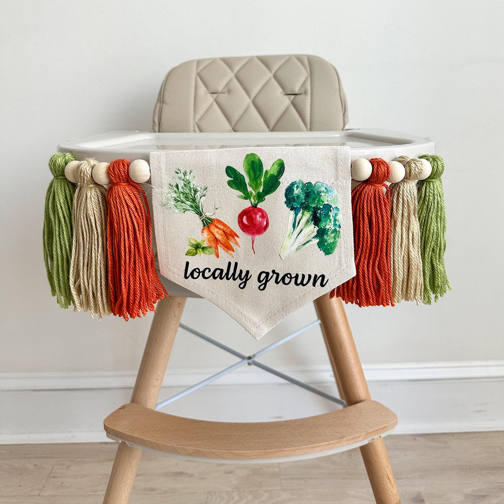 Locally Grown 1st Birthday Banner, Farmers Market High Chair Banner, Farm Fresh First Birthday