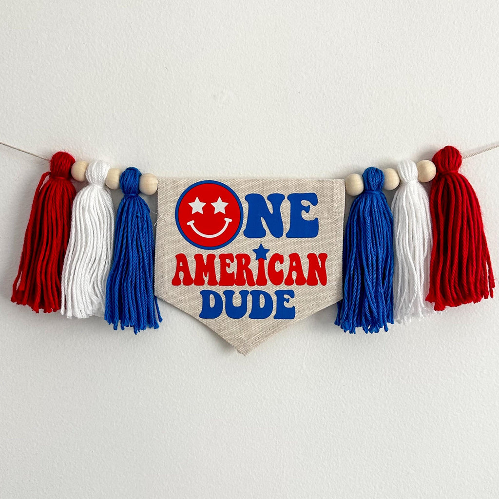 One American Dude 1st Birthday Tassel Banner