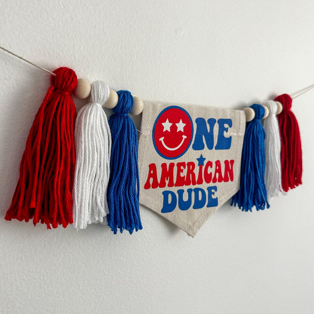 One American Dude 1st Birthday Tassel Banner