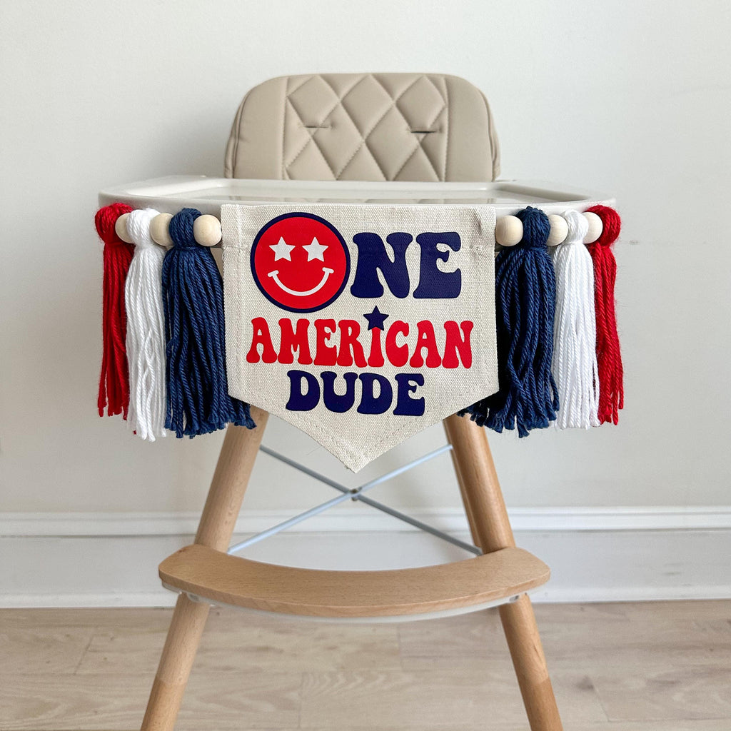One American Dude 1st Birthday Tassel Banner