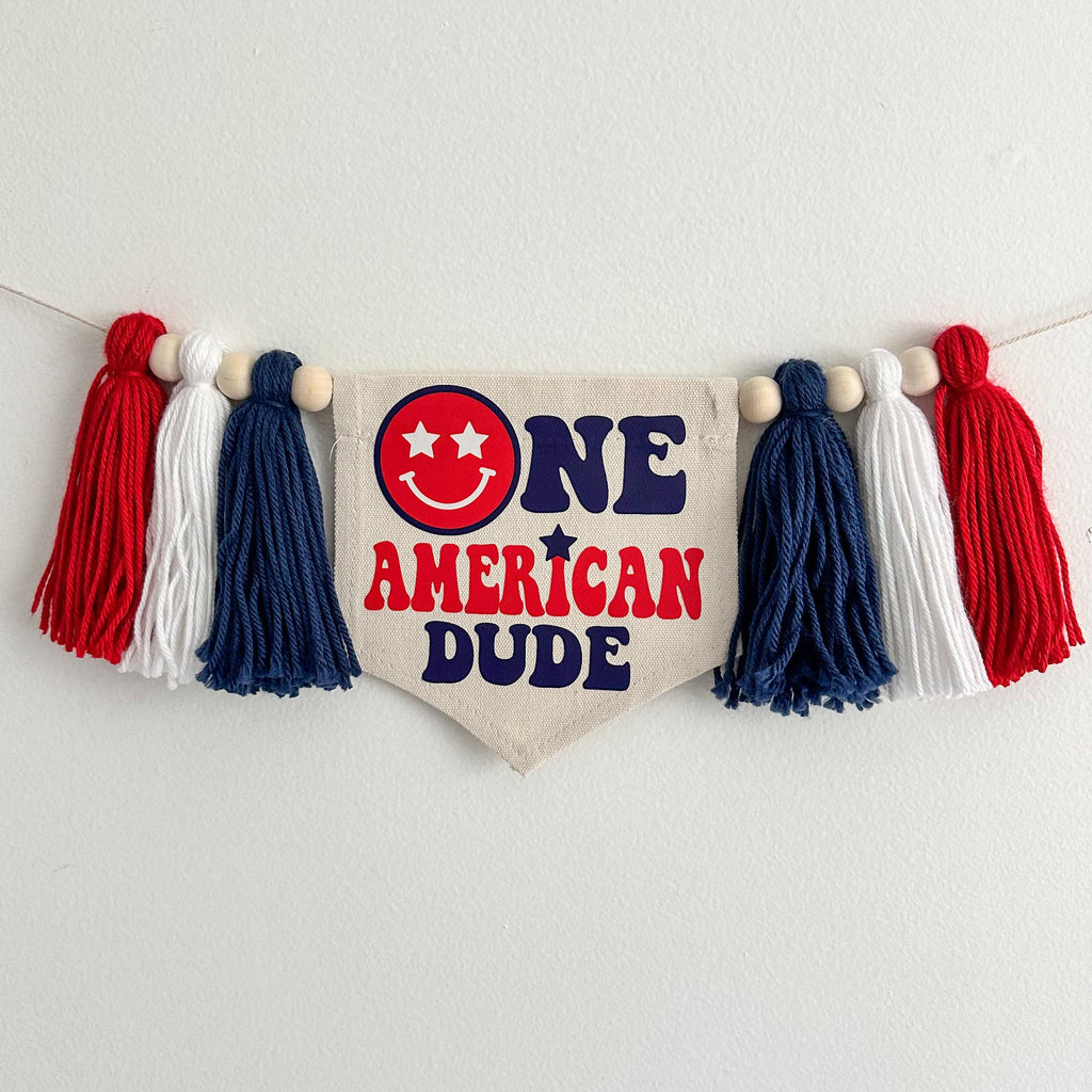 One American Dude 1st Birthday Tassel Banner