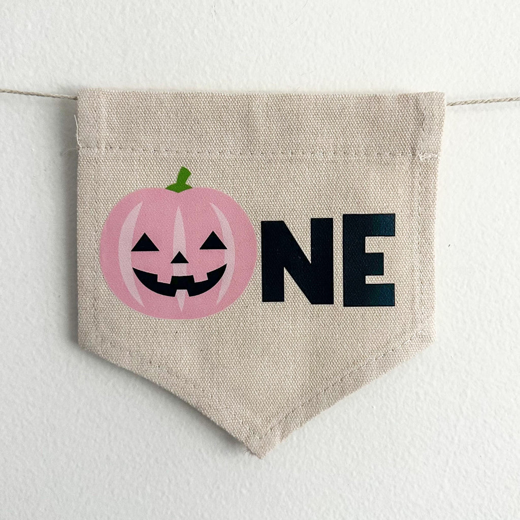 Halloween 1st Birthday Party Decorations | Pink Jack O Lantern Tassel Banner